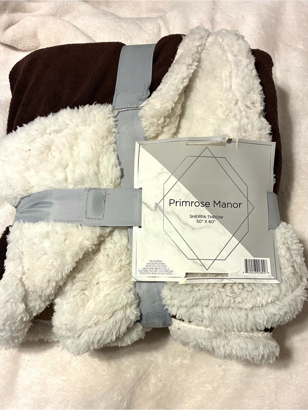 NEW Primrose Manor Sherpa Throw - Brown with Cream Sherpa